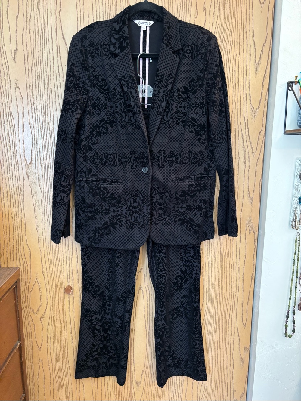 RARE Vintage Nanette Lepore Black Velvet Pant Suit
